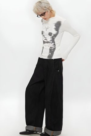 90'lar Stili, Girl Clothes Aesthetic - Cat High Neck Top