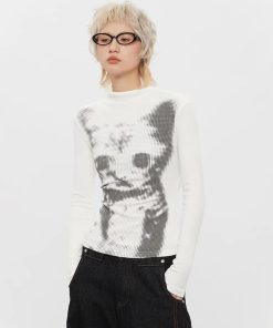 90'lar Stili, Girl Clothes Aesthetic - Cat High Neck Top