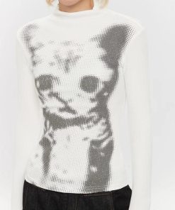 90'lar Stili, Girl Clothes Aesthetic - Cat High Neck Top