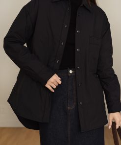 90s Inspired Cloud Soft White Goose Down Casual Shirt-Style Jacket Cotton Coat for Versatile Layering and Everyday Wear