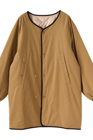 90s Inspired Reversible Goose Down Jacket, Constant Temperature Mid-Length Coat with Round Neck, Versatile Loose Fit