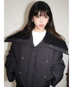 90s Style White Duck Down Jacket for Women - Thick Warm Short Coat with Overturned Collar for Winter Fashion