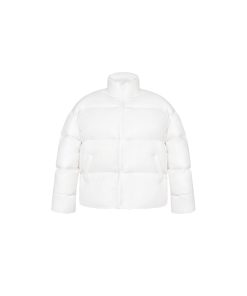 90s White Duck Down Jacket for Women - Stand Collar Warm Bread Coat, Stylish and Cozy Winter Outerwear
