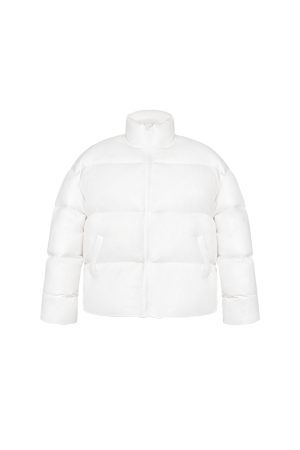 90s White Duck Down Jacket for Women - Stand Collar Warm Bread Coat, Stylish and Cozy Winter Outerwear