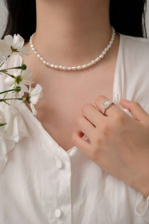 925 Pure Silver Textured White Agate Ring for Women - High-End Minimalist Floating Open Finger Design