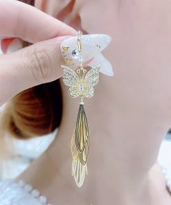 925 Silver Anti-Allergy Butterfly Tassel Earrings - Trendy Micro-Inlaid Design, Versatile Fashion Accessories for Effortless Style