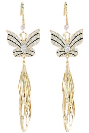 925 Silver Anti-Allergy Butterfly Tassel Earrings - Trendy Micro-Inlaid Design, Versatile Fashion Accessories for Effortless Style