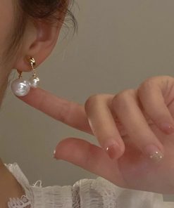 925 Silver Asymmetric Pearl Stud Earrings - Minimalist Versatile Fashion Accessories for Light Luxury Style