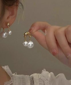 925 Silver Asymmetric Pearl Stud Earrings - Minimalist Versatile Fashion Accessories for Light Luxury Style