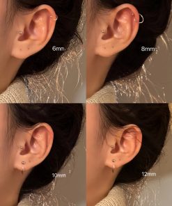 925 Silver Circle Stud Earrings for Women, High-End Round Hoop Design, Trendy Cartilage Ear Accessories