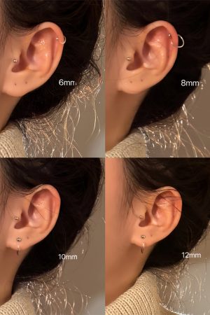 925 Silver Circle Stud Earrings for Women, High-End Round Hoop Design, Trendy Cartilage Ear Accessories