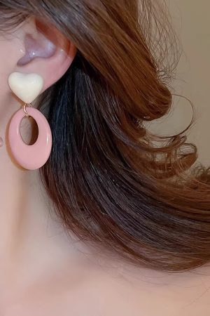 925 Silver Heart-Shaped Oval Pendant Earrings - Minimalist Light Luxury Fashion Jewelry for Elegant Style