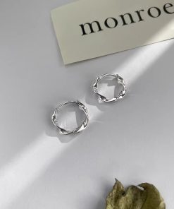925 Silver MÃ¶bius Ear Hoops - Light Luxury Minimalist Earrings for Sleep & Everyday Wear - High-End Niche Design