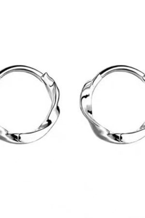 925 Silver MÃ¶bius Ear Hoops - Light Luxury Minimalist Earrings for Sleep & Everyday Wear - High-End Niche Design