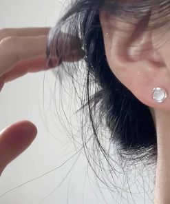 925 Silver Minimalist Cat's Eye Stone Earrings - Cool Delicate Design for Versatile Ear Piercings, Perfect for Everyday Wear