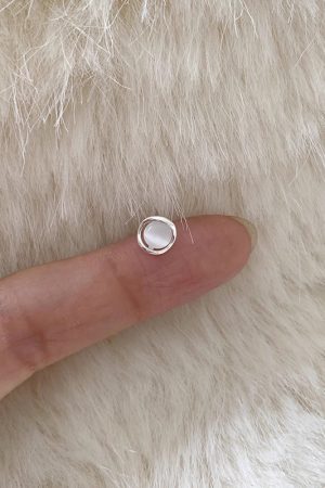 925 Silver Minimalist Cat's Eye Stone Earrings - Cool Delicate Design for Versatile Ear Piercings, Perfect for Everyday Wear