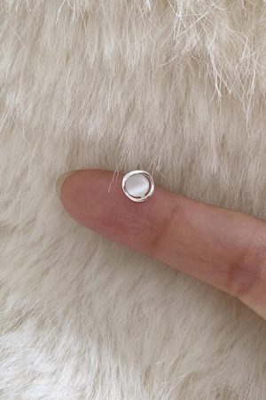 925 Silver Minimalist Cat's Eye Stone Earrings - Cool Delicate Design for Versatile Ear Piercings, Perfect for Everyday Wear