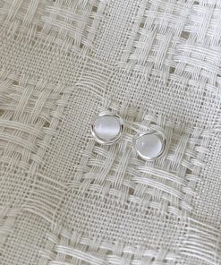 925 Silver Minimalist Cat's Eye Stone Earrings - Cool Delicate Design for Versatile Ear Piercings, Perfect for Everyday Wear
