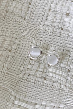 925 Silver Minimalist Cat's Eye Stone Earrings - Cool Delicate Design for Versatile Ear Piercings, Perfect for Everyday Wear