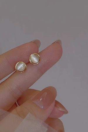 925 Silver Minimalist Cat's Eye Stone Earrings - Exquisite Small High-End Design, Trendy 2025 Fashion Jewelry