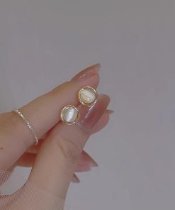 925 Silver Minimalist Cat's Eye Stone Earrings - Exquisite Small High-End Design, Trendy 2025 Fashion Jewelry