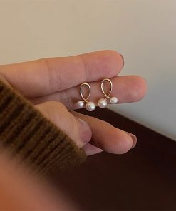 925 Silver Needle Cross Pearl Earrings for Women - Exquisite Delicate Design, Light Luxury Niche Fashion Accessories