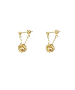 925 Silver Needle Gold Tassel Knotted Earrings - Exquisite French Design, Light Luxury, High Fashion Ear Accessories