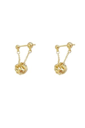 925 Silver Needle Gold Tassel Knotted Earrings - Exquisite French Design, Light Luxury, High Fashion Ear Accessories