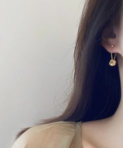 925 Silver Needle Gold Tassel Knotted Earrings - Exquisite French Design, Light Luxury, High Fashion Ear Accessories