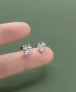 925 Silver Needle Grid Ear Studs - Minimalist Exquisite Design, High-End Feel, Sleep-Friendly Versatile Earrings for Everyday Wear