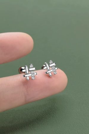 925 Silver Needle Grid Ear Studs - Minimalist Exquisite Design, High-End Feel, Sleep-Friendly Versatile Earrings for Everyday Wear