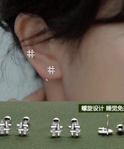 925 Silver Needle Grid Ear Studs - Minimalist Exquisite Design, High-End Feel, Sleep-Friendly Versatile Earrings for Everyday Wear