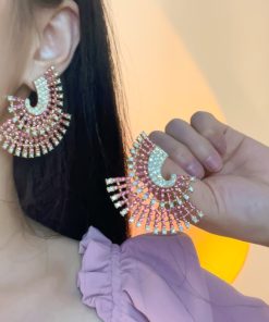 925 Silver Needle Iridescent Exaggerated Earrings - Trendy European American Design, Fashionable Statement Ear Drops