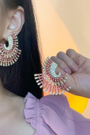 925 Silver Needle Iridescent Exaggerated Earrings - Trendy European American Design, Fashionable Statement Ear Drops