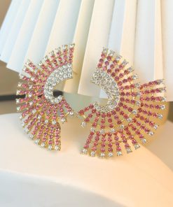 925 Silver Needle Iridescent Exaggerated Earrings - Trendy European American Design, Fashionable Statement Ear Drops