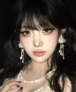 925 Silver Needle Pearl Flower Tassel Earrings - Exquisite Minimalist Style Ear Studs for Versatile Fashion - High-End Accessories