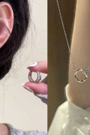 925 Silver Needle Versatile Double-Layer Hoop Ear Clips - Simple Fashion Plain Earrings for Women, Cool Style Ear Accessories