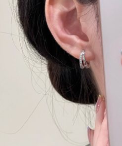 925 Silver Needle Versatile Double-Layer Hoop Ear Clips - Simple Fashion Plain Earrings for Women, Cool Style Ear Accessories