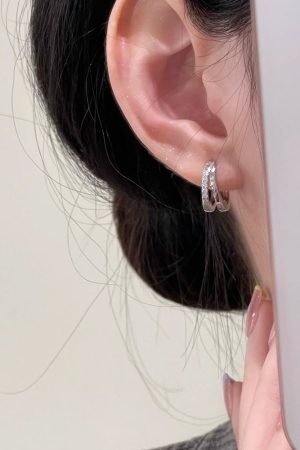 925 Silver Needle Versatile Double-Layer Hoop Ear Clips - Simple Fashion Plain Earrings for Women, Cool Style Ear Accessories