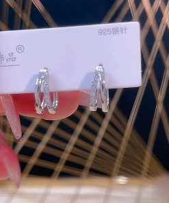 925 Silver Needle Versatile Double-Layer Hoop Ear Clips - Simple Fashion Plain Earrings for Women, Cool Style Ear Accessories