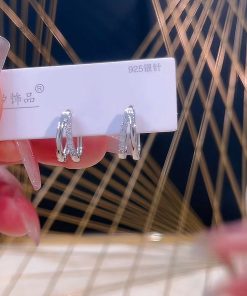 925 Silver Needle Versatile Double-Layer Hoop Ear Clips - Simple Fashion Plain Earrings for Women, Cool Style Ear Accessories