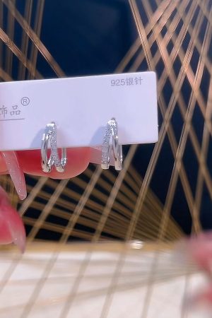 925 Silver Needle Versatile Double-Layer Hoop Ear Clips - Simple Fashion Plain Earrings for Women, Cool Style Ear Accessories