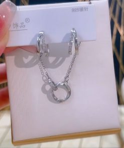 925 Silver Needle Versatile Double-Layer Hoop Ear Clips - Simple Fashion Plain Earrings for Women, Cool Style Ear Accessories