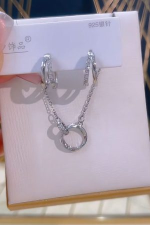 925 Silver Needle Versatile Double-Layer Hoop Ear Clips - Simple Fashion Plain Earrings for Women, Cool Style Ear Accessories