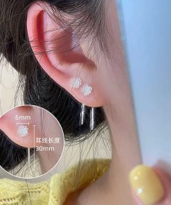 925 Silver Needle White Rose Flower Earrings - Trendy Light Luxury Ear Threads for 2025 Fashion Lovers