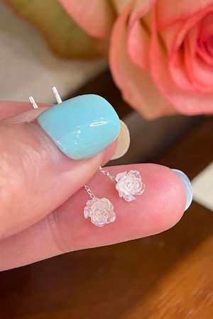 925 Silver Needle White Rose Flower Earrings - Trendy Light Luxury Ear Threads for 2025 Fashion Lovers
