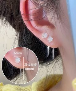 925 Silver Needle White Rose Flower Earrings - Trendy Light Luxury Ear Threads for 2025 Fashion Lovers