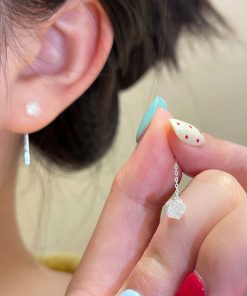 925 Silver Needle White Rose Flower Earrings - Trendy Light Luxury Ear Threads for 2025 Fashion Lovers