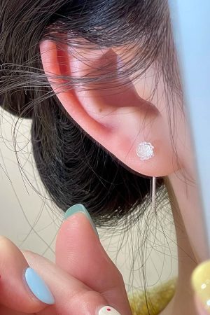 925 Silver Needle White Rose Flower Earrings - Trendy Light Luxury Ear Threads for 2025 Fashion Lovers