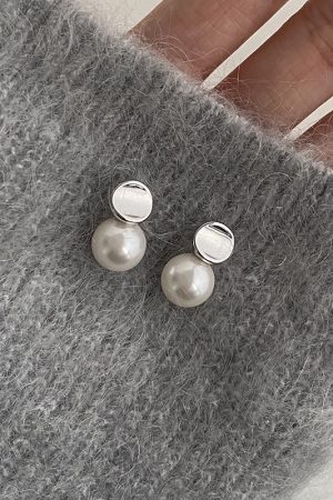 925 Silver Pearl Earrings - Korean Style Concave Design, Unique Versatile Ear Accessories for 2025